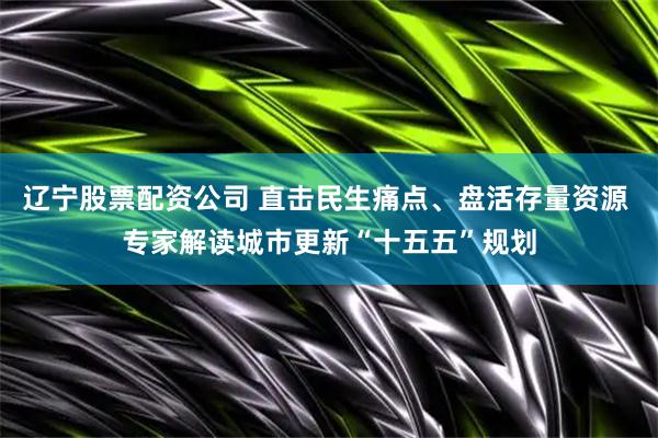 辽宁股票配资公司 直击民生痛点、盘活存量资源 专家解读城市更新“十五五”规划